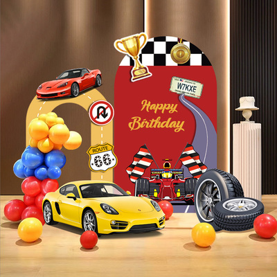 赛车主题汽车总动员男孩生日10周岁儿童气球派对定制装饰布置kt板