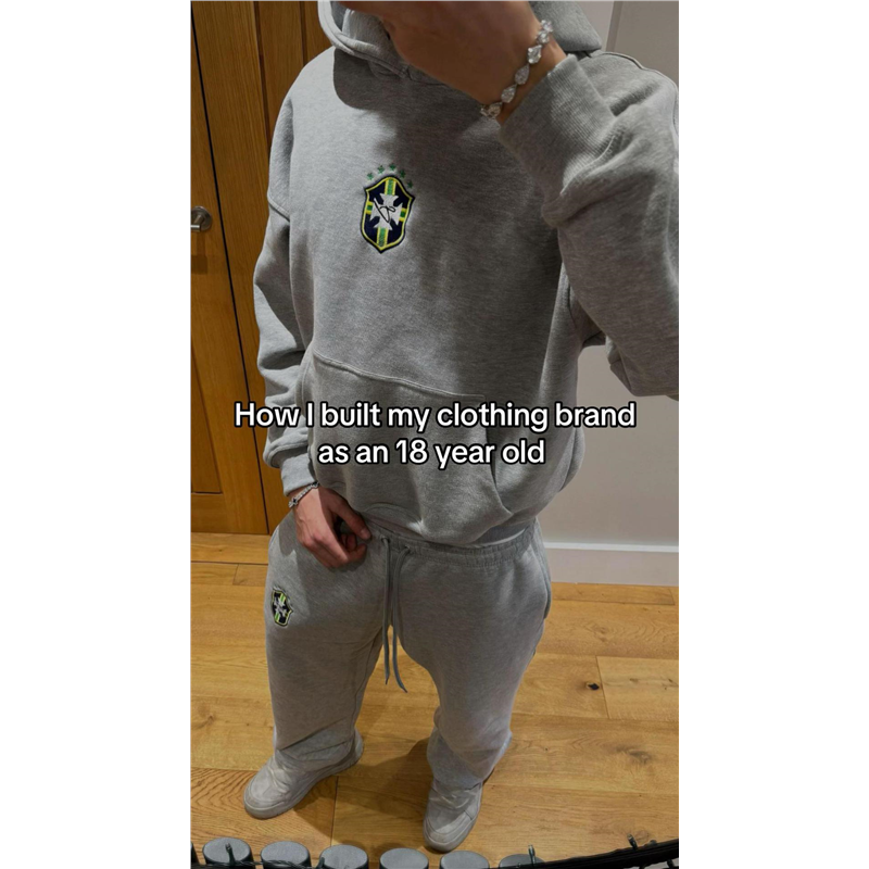 thumbnail for Embroidery Hooded Sweater Set Embroidered Autumn and Winter Trendy Brand Fashion Printed Pullover Long Sleeves