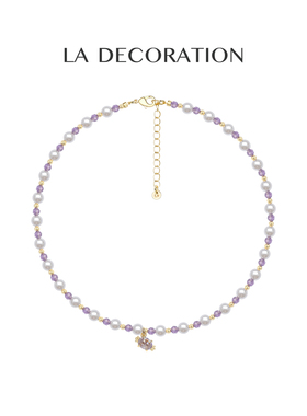 LA DECORATION糖果吊坠天然彩石串珠项链甜美时尚小众高级感饰品