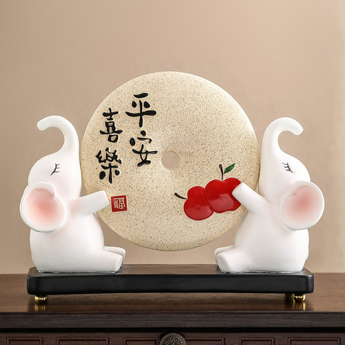 乔迁新中式玄关平安喜乐大象摆件