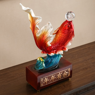年年有余锦鲤鱼办公室桌面招财摆件客厅玄关酒柜装饰乔迁之喜礼物