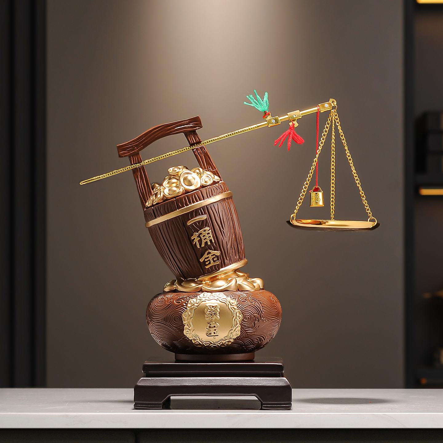 一桶金称心如意摆件办公室装饰品