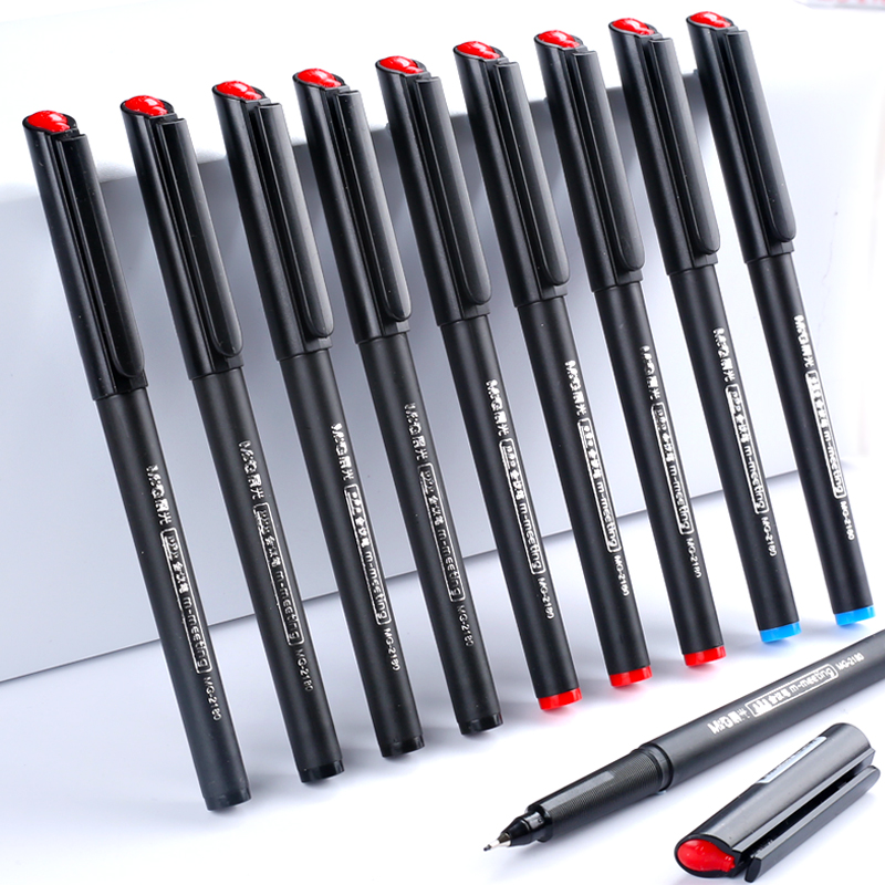 晨光小红帽会议笔粗黑色签字笔商务高档办公笔0.5mm红色水性纤维笔会议记录专用笔绘画碳素笔学生用文具批发