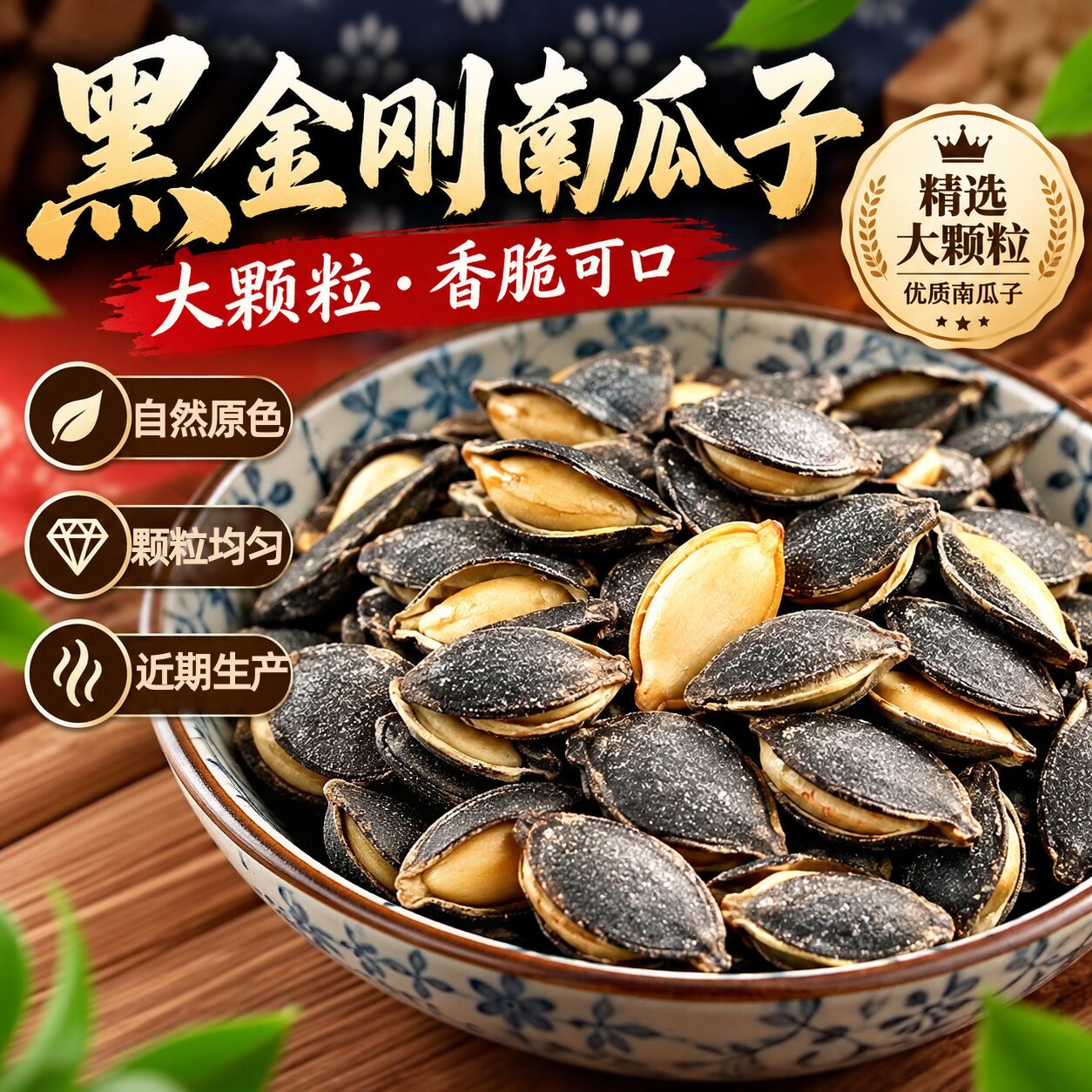 大颗粒开口黑金刚南瓜子