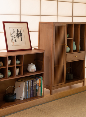 素仪格架茶水柜办公室茶柜置物架家用茶叶柜茶台桌边柜茶具收纳柜