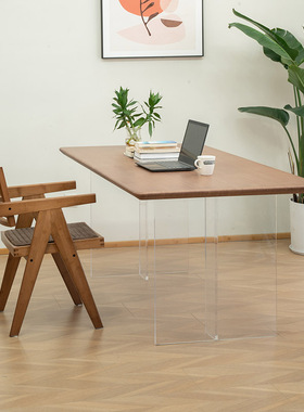 介璞简约北欧家用书桌竹岛悬浮餐桌创意轻奢餐厅饭桌长方形办公桌