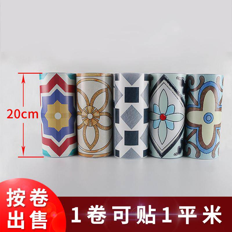 欧式复古厨房防油烟贴纸防水壁纸墙纸自粘卫生间浴室装饰瓷砖墙贴