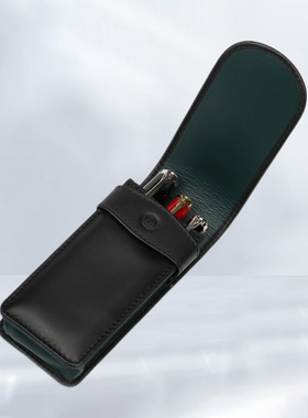 Pelikan百利金真皮笔套TG22N/32N三支装黑绿色/TG23N/33N三支装黑蓝色