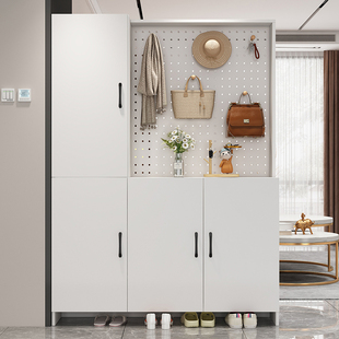 入户鞋柜家用过道收纳多层实木鞋柜客厅玄关柜隔断柜挂衣鞋柜一体