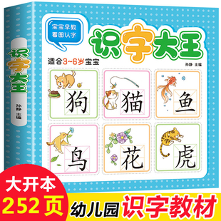 识字大王注拼音版幼儿早教书籍学前班一年级幼小衔接看图识字认字书宝宝学习教材幼升小语文早教卡3—4-5-6-7岁幼儿园宝宝学汉字书