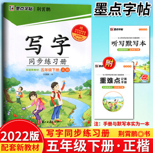 2022春新版墨点字帖 写字同步练习册五年级下册正楷部编人教配套新教材小学生语文5下楷书写字指导描红临摹本硬笔书法练字本荆霄鹏