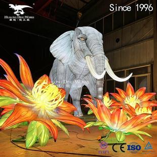 彩灯大象内透光造型神态逼真自贡灯会大型厂家 创意新品