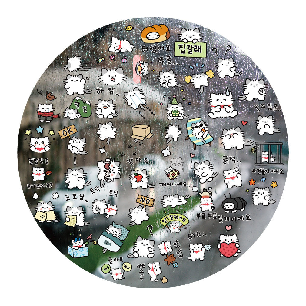 韩国可爱小猫咪UV转印贴动漫电动牙刷防水晶标签手机壳头装饰贴纸