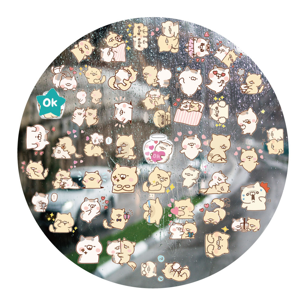 卡通韩风猫咪UV转印贴动漫电动牙刷防水水晶标签手机壳头装饰贴纸