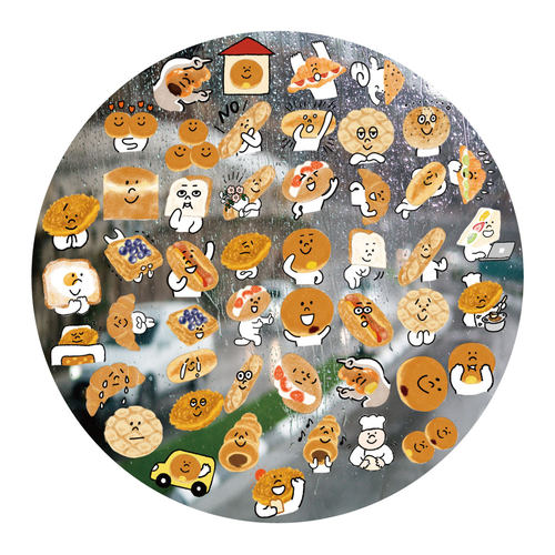 卡通日系面包朋友UV转印贴动漫电动牙刷防水晶标手机壳头装饰贴纸