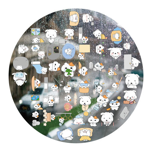 韩系调皮上学猫猫UV转印贴电动牙刷防水晶标签手机壳头盔装饰贴纸