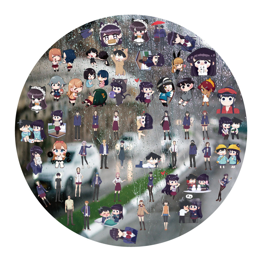 古见同学有交流障碍症UV转印贴动漫防水水晶标签手机壳头装饰贴纸