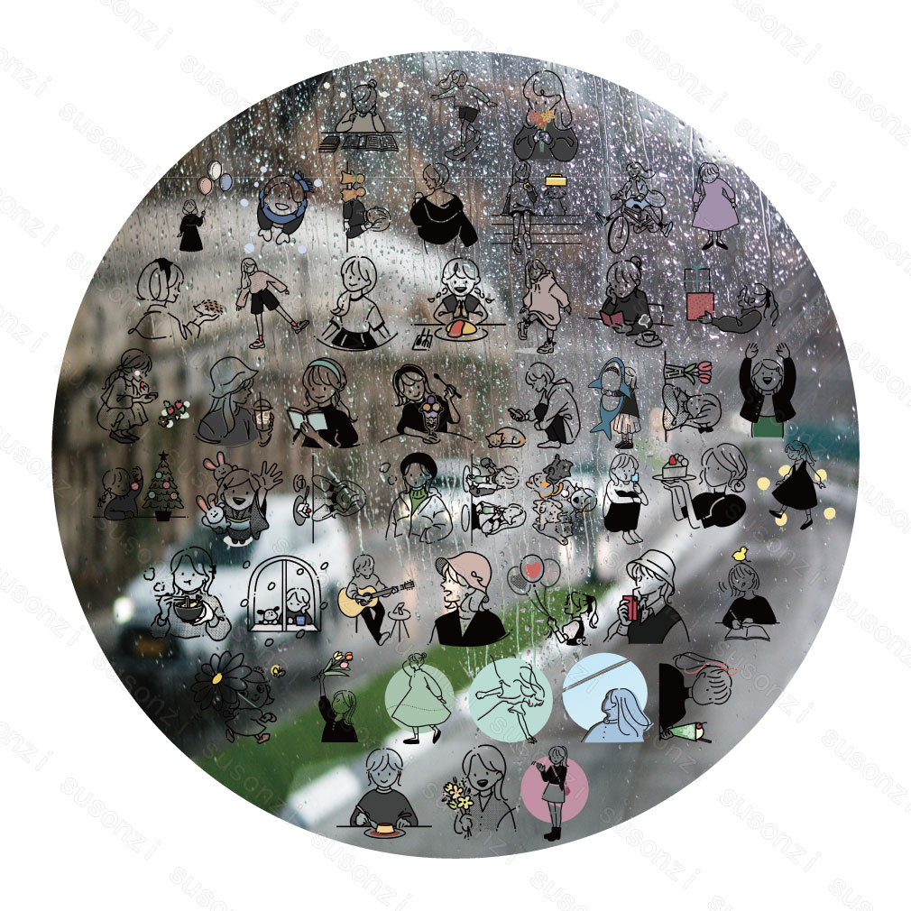 简笔画小人UV转印贴动漫手账电动牙刷防水笔记本风扇手机壳饰贴纸图片