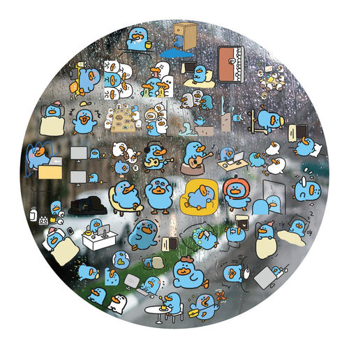 卡通小蓝鸭鸭UV转印贴动漫电动牙刷防水晶标签手机壳头盔装饰贴纸