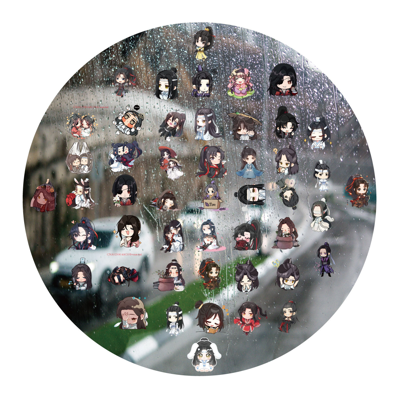 Q版魔道祖师UV转印贴可爱卡通动漫防水套图水晶标签头盔装饰贴纸