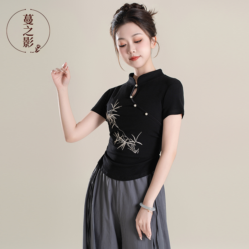 蔓之影夏季古典舞新款舞蹈服中国舞表演服现代舞修身练功服上衣