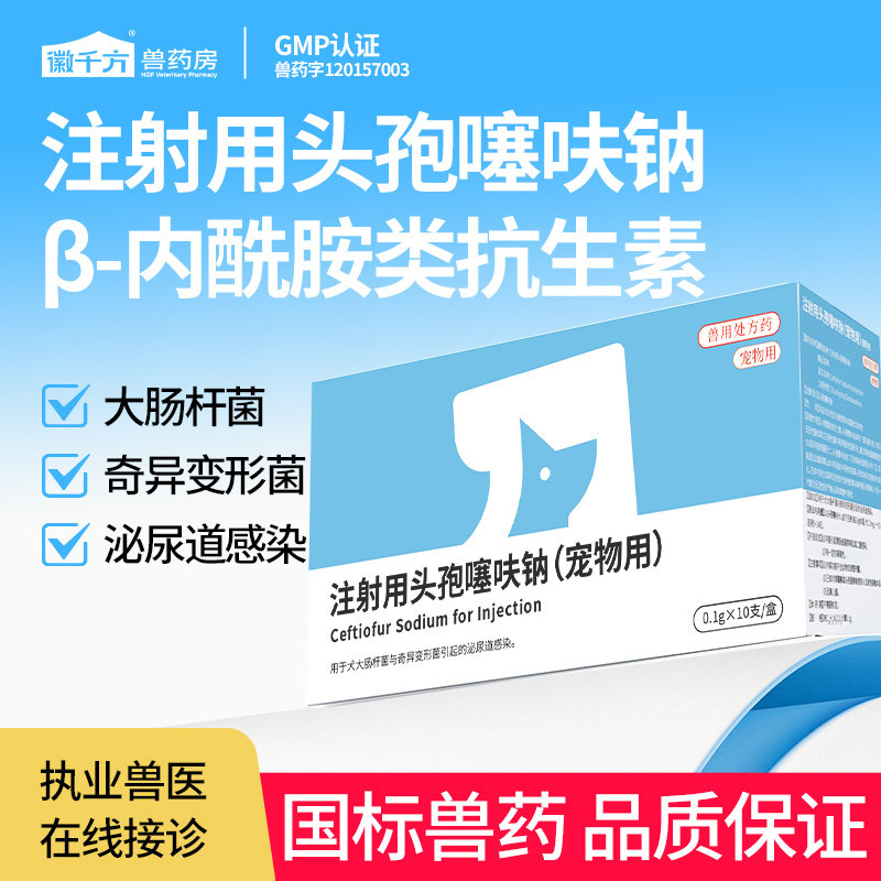 头孢噻呋钠兽用注射用猫咪狗狗宠物消炎药退烧犬兔注射液正品兽药