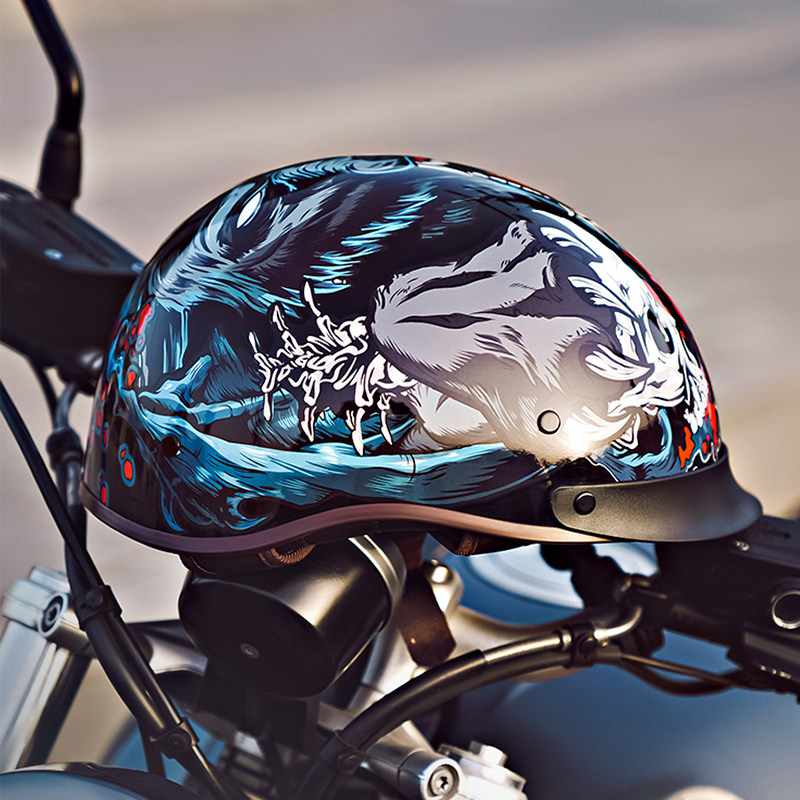 3c认证复古半盔摩托车瓢盔男哈雷巡航机车头盔夏季电动车安全帽女