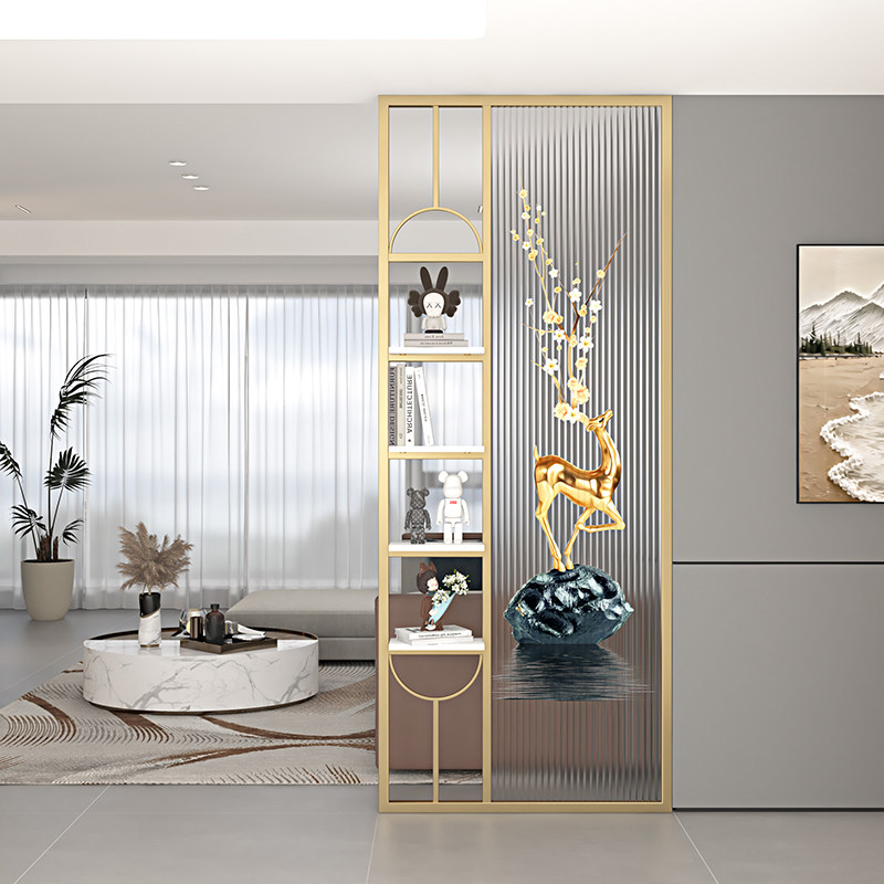 客餐厅艺术画彩绘长虹玻璃屏风隔断柜高端轻奢简约入户门玻璃玄关