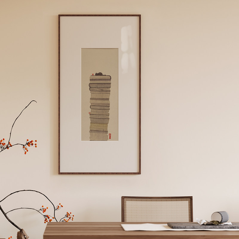 郑林作品 新中式竖版玄关装饰画山峰茶室四联画书房走廊客厅挂画