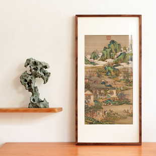 十二月令 春景山水画玄关新中式古典装饰画巨幅酒店民宿水墨壁画