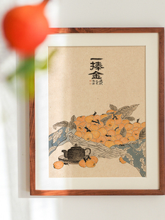 白菜白菜装饰画水墨现代餐厅厨房餐厅双人实木卧室民宿样板间挂画