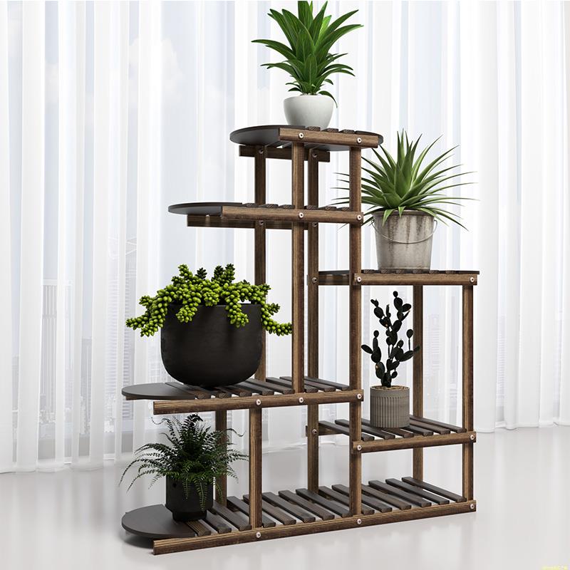 花架室内多层实木花架置物架现代简约风客厅阳台落地式绿植花盆架