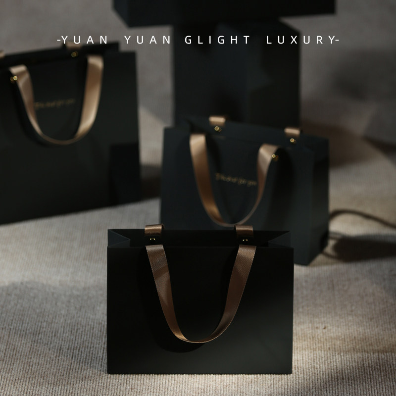 ins风高级感礼物包装手提纸袋子伴手礼生日送人黑色礼品袋