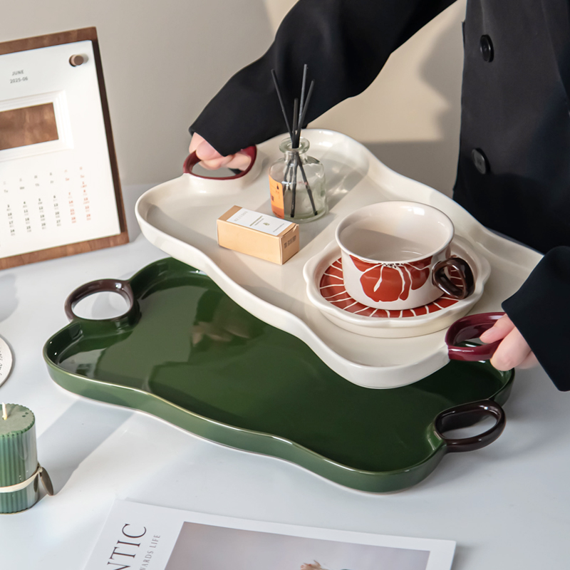 北欧风轻奢高档陶瓷托盘
