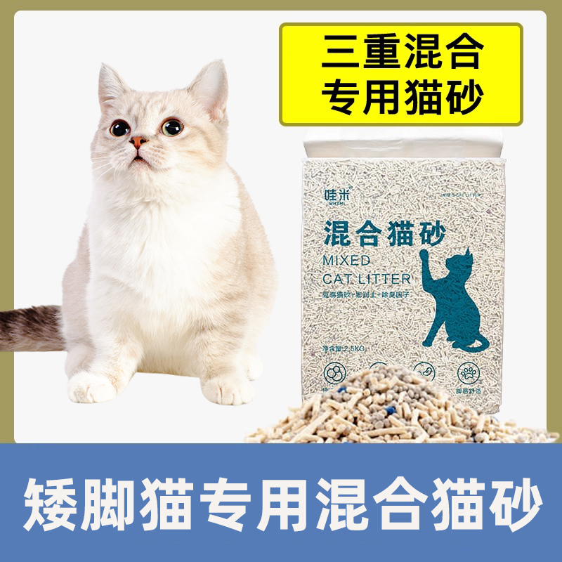 矮脚猫专用猫砂拿破仑低尘豆腐砂混合猫砂米努特膨润土砂易结团