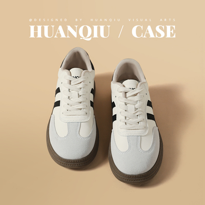 环球德训鞋女春季2026新款复古平底百搭小白鞋经典低帮运动休闲鞋