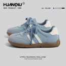 环球今年流行的蓝色德训鞋女2025秋季新款板鞋轻便百搭软底休闲鞋