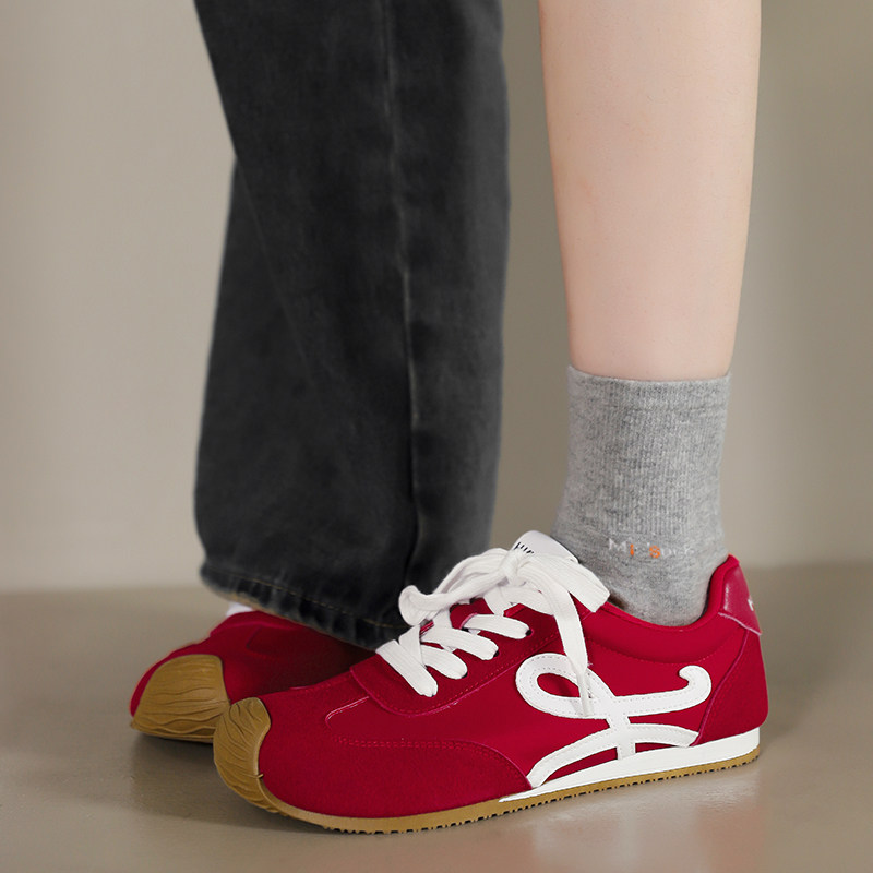 环球马年限定本命红色德训鞋女2026春季新款轻便薄底运动休闲板鞋,女鞋,德训鞋,淘宝优惠券,粉丝福利购,淘宝优惠卷