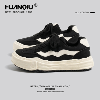 环球官方旗舰店黑色厚底板鞋男款