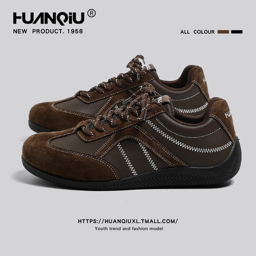 环球旗舰店棕色内增高德训鞋男款