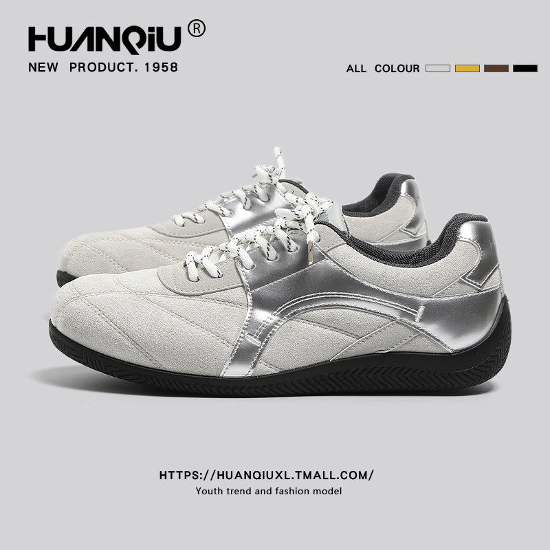 环球银色德训鞋男款春季2026新款潮流百搭休闲板鞋小众复古鞋子男,流行男鞋,德训鞋,淘宝优惠券,粉丝福利购,淘宝优惠卷