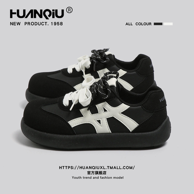 环球官方旗舰店黑色厚底德训鞋女