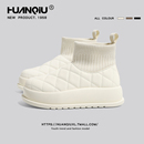 环球厚底雪地靴女冬季2025新款加绒加厚防水靴子增高面包棉鞋冬天