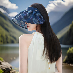 民族风防晒帽女款防紫外线遮阳帽子遮脸宽帽檐旅游发箍夏季空顶帽