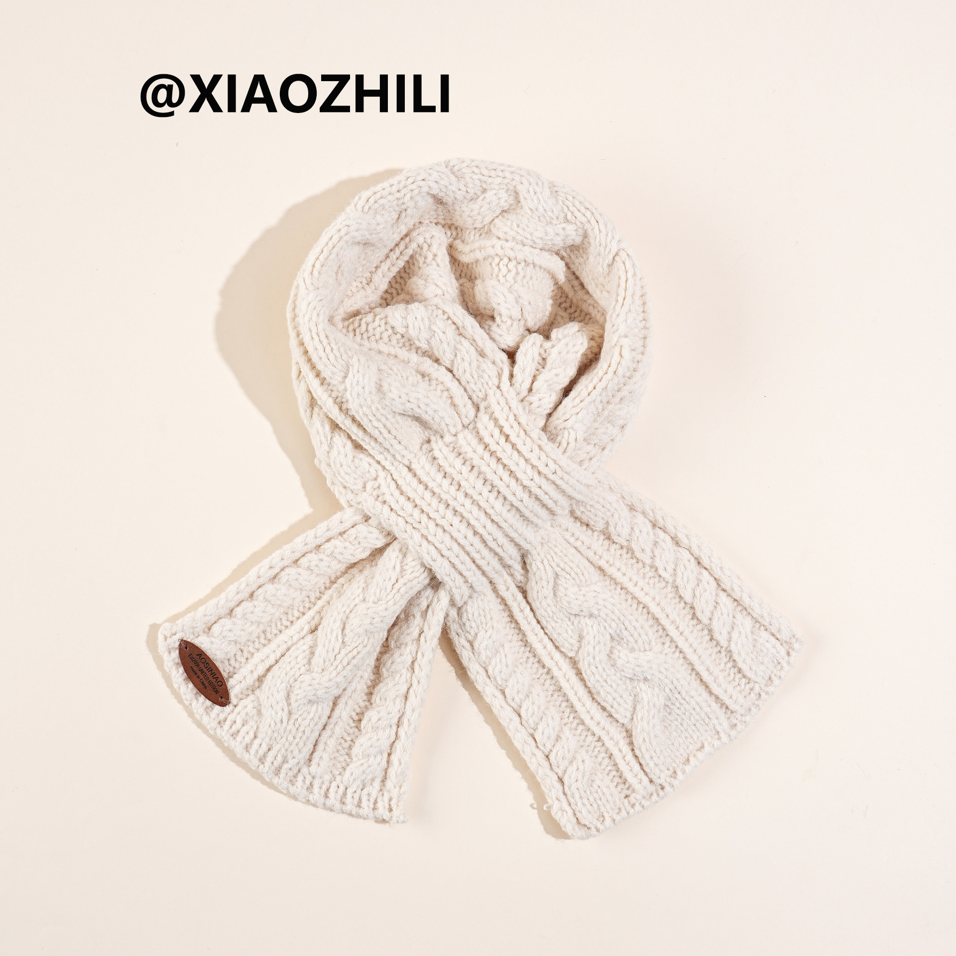 针织麻花围脖女秋冬季长款穿插保暖护颈冬天纯色慵懒风毛线围巾男