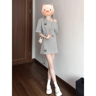 359 女休闲韩系宽松短袖 套装 运动服套装 短裙两件 夏季 破界衣柜