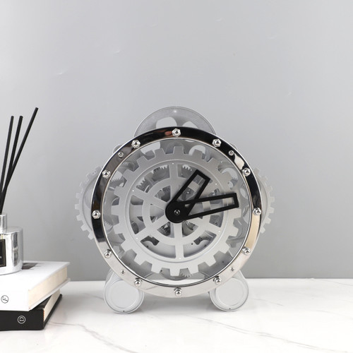 高级感机械齿轮座钟艺术钟表摆件