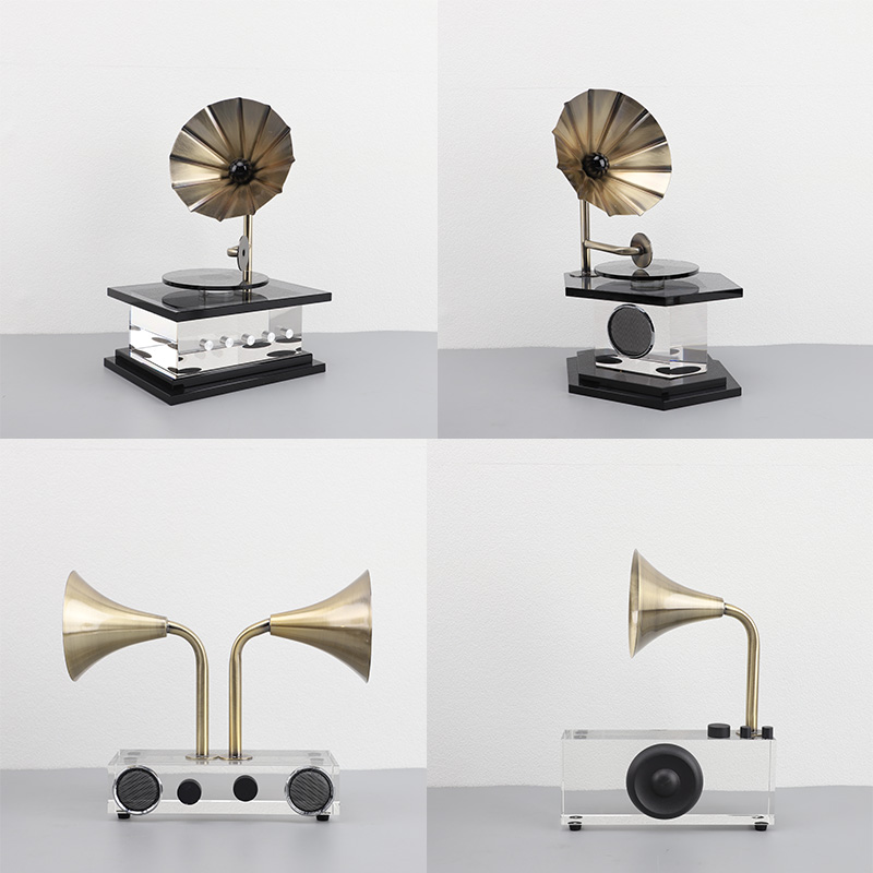 水晶留声机家居装饰摆件现代轻奢