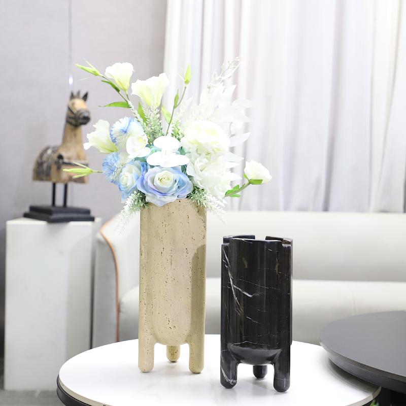 侘寂风洞石花器家居插花装饰品