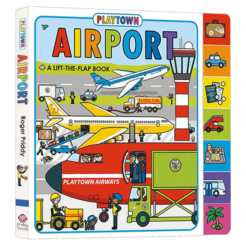 玩玩镇系列 机场 英文原版 Playtown Airport 交通工具认知 儿童趣味纸板翻翻书 边玩边学 英文版幼儿启蒙认知绘本 亲子共读图画书